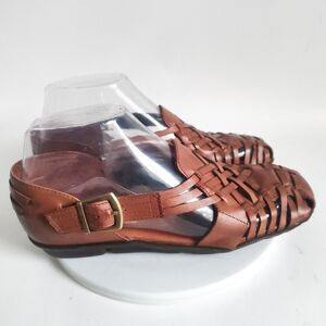 Aerosoles Sandals Size 6 Closed Toe Brown Woven Comfort Leather Huarache Flats